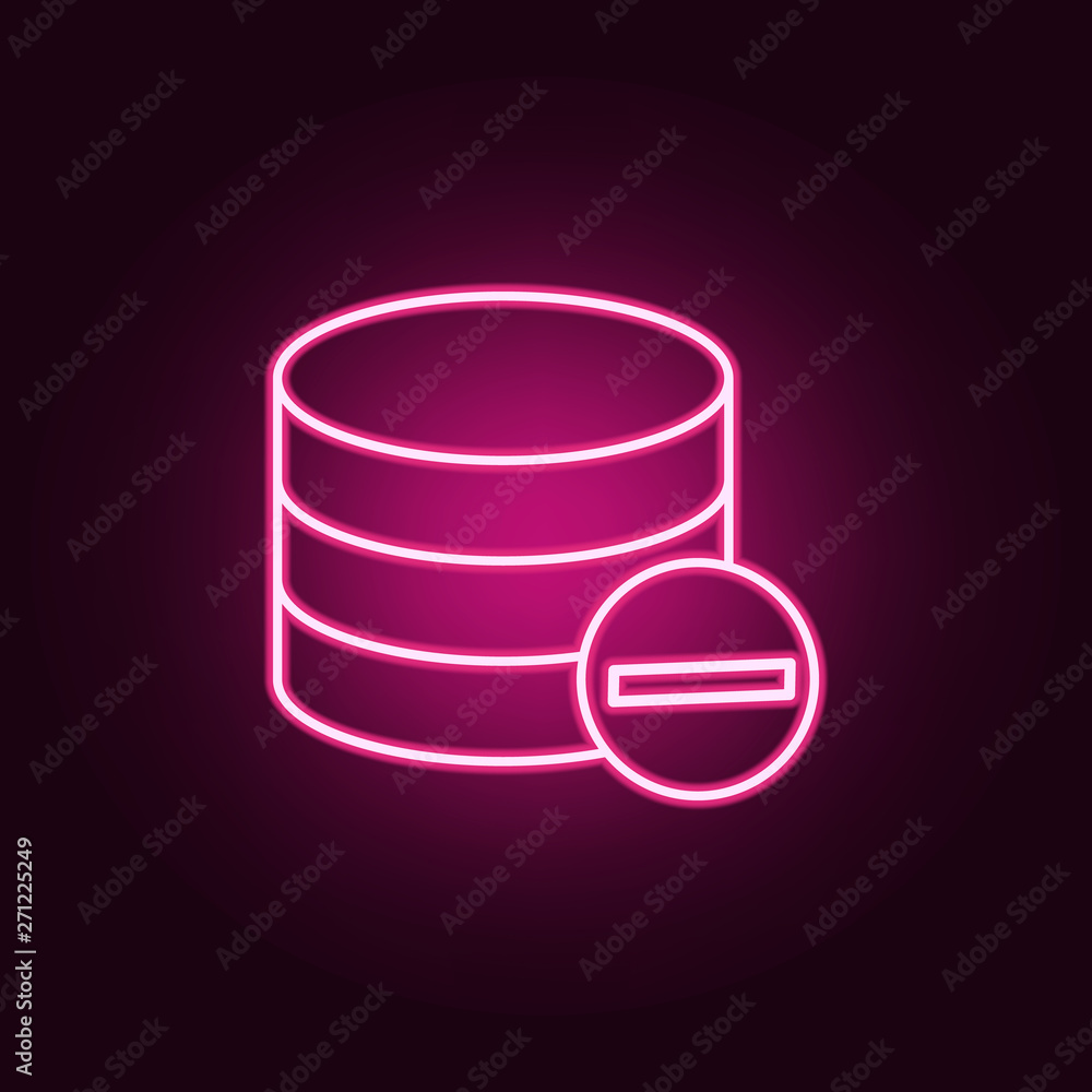 Poster collected coins with minus sign neon icon. elements of web set. simple icon for websites, web design