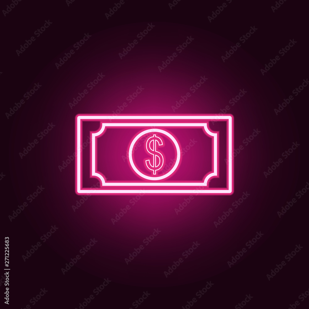 Aufkleber dollar bill neon icon. elements of web set. simple icon for websites, web design, mobile app, info g