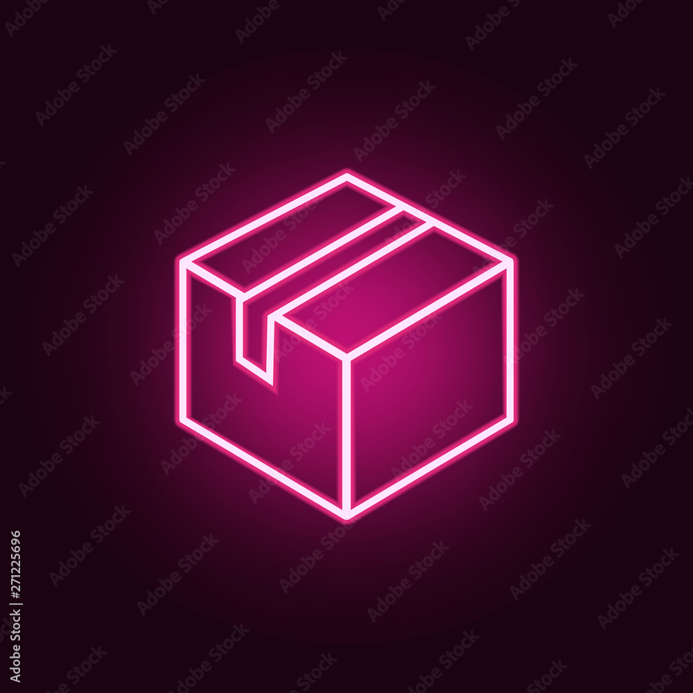 Poster sealed box neon icon. elements of web set. simple icon for websites, web design, mobile app, info gr