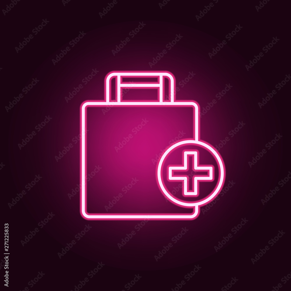 Fototapete add luggage neon icon. Elements of web set. Simple icon for websites, web design, mobile app, info graphics