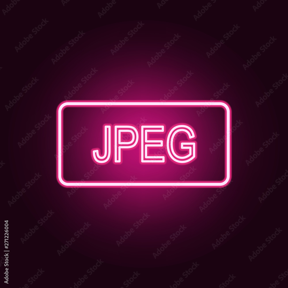 Poster jpeg format neon icon. elements of web set. simple icon for websites, web design, mobile app, info g