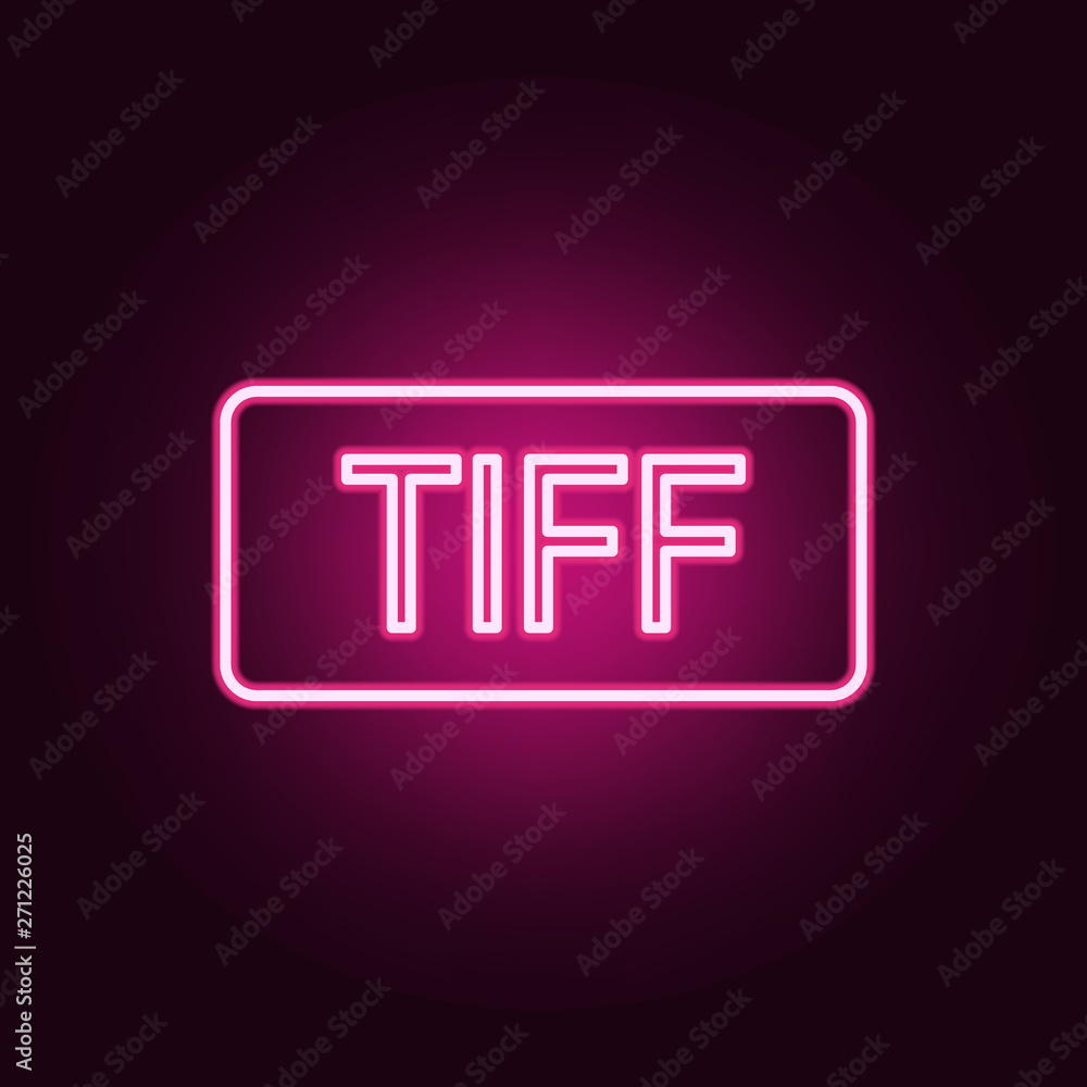 Poster tiff format neon icon. elements of web set. simple icon for websites, web design, mobile app, info g