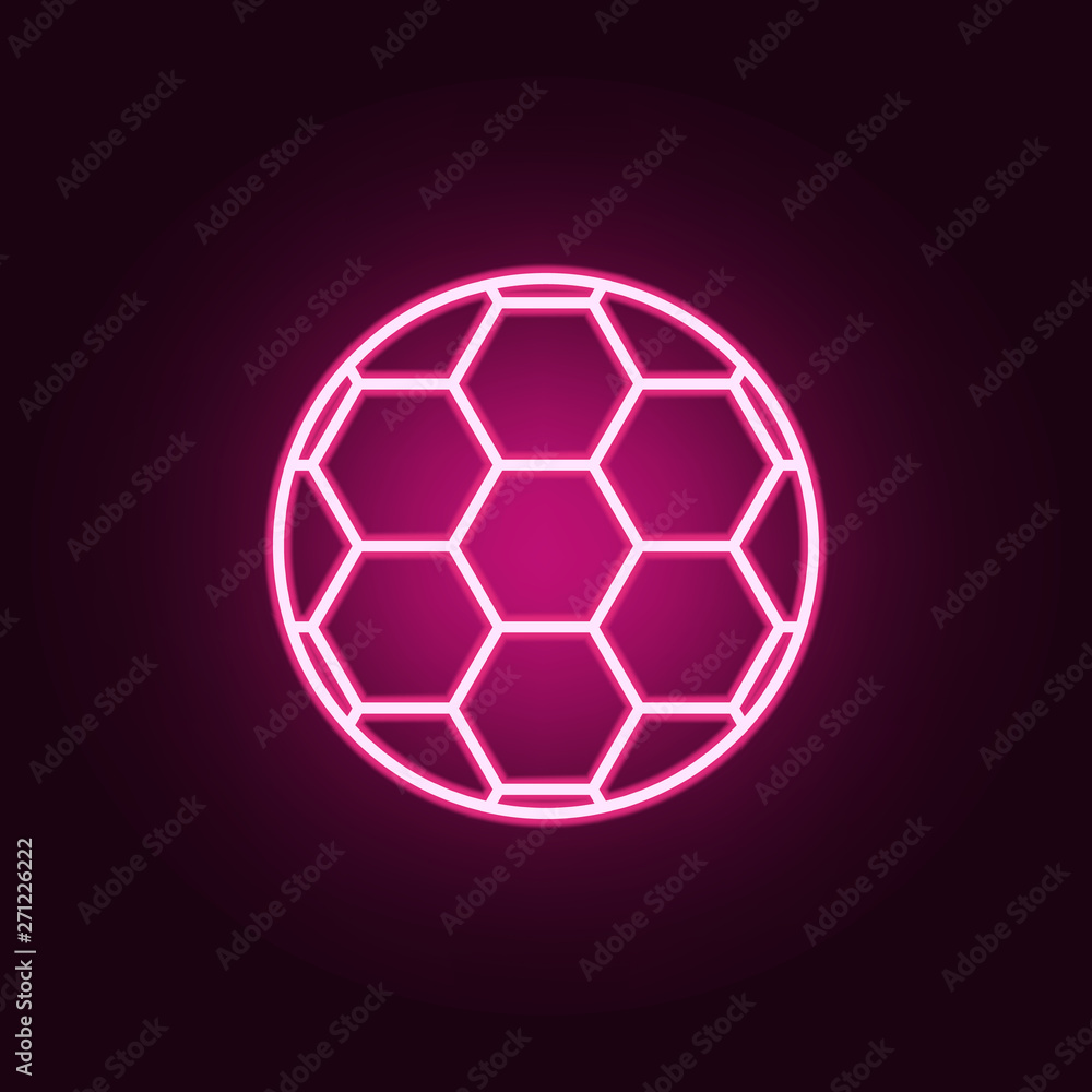 Poster soccer ball neon icon. elements of web set. simple icon for websites, web design, mobile app, info g