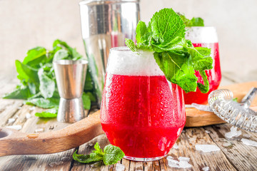Summer sweet alcohol beverage.  Traditional Scandinavian cocktail with vodka  Akevitt; Akvavit....