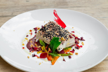 gourmet tuna loin slow cooked