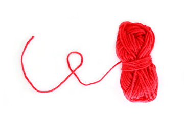 yarn color red on white background.
