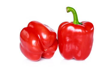 red bell pepper on white background.