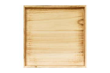 wooden box empty on white background.