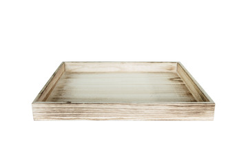 wooden box empty on white background.
