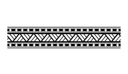 Polynesian tattoo simple bracelet. Tattoo tribal maori pattern bracelet, polynesian ornamental  border design seamless vector - obrazy, fototapety, plakaty