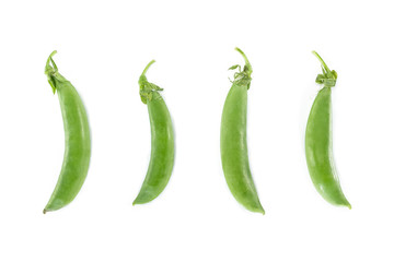 pod pea top view on white background.