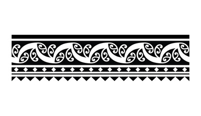 Tattoo tribal Polynesian maori pattern bracelet, polynesian hawaiian ornamental  border design seamless vector - obrazy, fototapety, plakaty