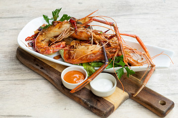 grilled river prawns