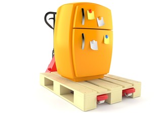 Obraz premium Fridge with hand pallet truck