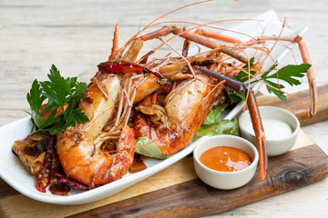grilled river prawns