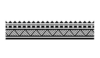 Polynesian tattoo simple bracelet. Polynesian ornamental  border design seamless vector on white background.