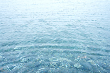 Background shot of aqua sea water surface with pebbles