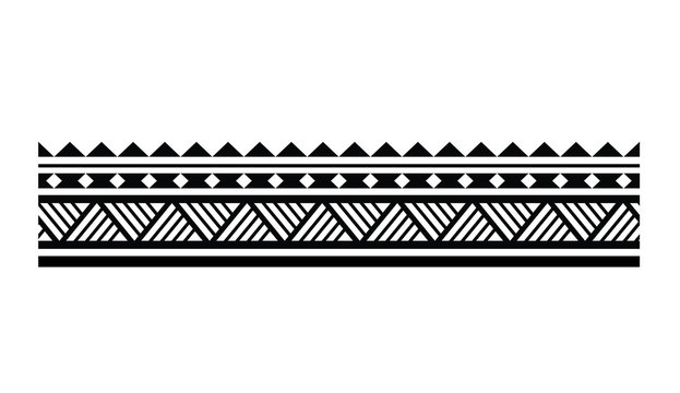 Polynesian tattoo simple bracelet. Polynesian ornamental  border design seamless vector on white background.