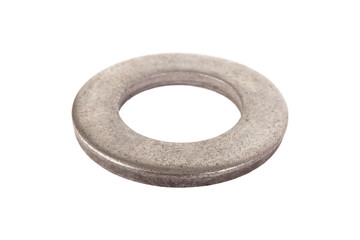 Steel washer on a white background