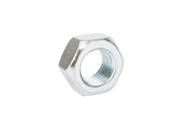 Steel nut on a white background