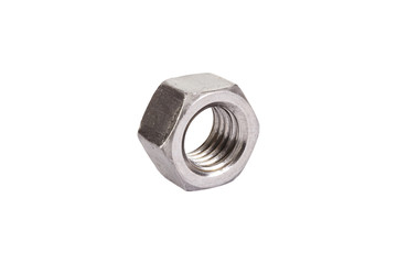 Steel nut on a white background