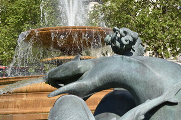 Fountain at Trafalgar Square, London, UK