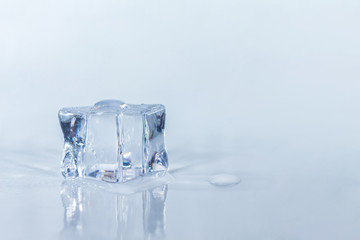 one ice cubes on white background.