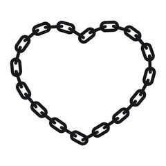 Vector heart from black line chain. Isolated on white background