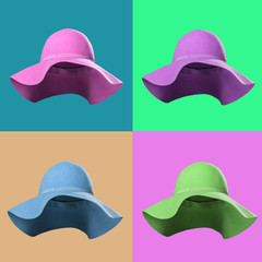 Set of colorful felt hats