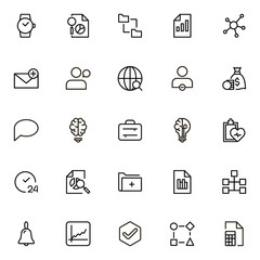 Project management ine icon set.