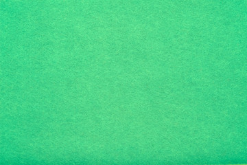 Green felt texture abstract art background. Colored fabric fibers surface. Empty space.