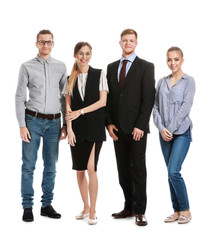 Group of young business people on white background
