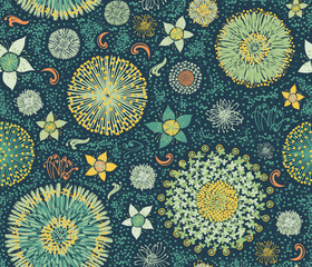 Australian flora, seamless pattern, colorful flowers background, vector illustration