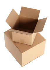 Cardboard boxes on white background