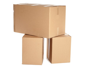 Cardboard boxes on white background