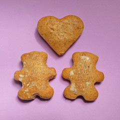 homemade cookies. concept of a loving couple with heart