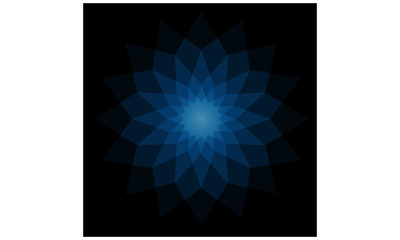 Blue transparent star on black background