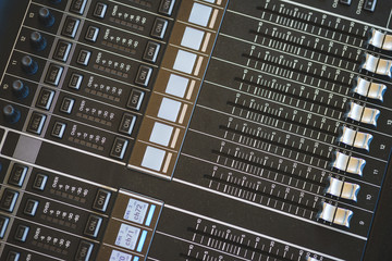 Sound equipment, large mixing console for sound producer.