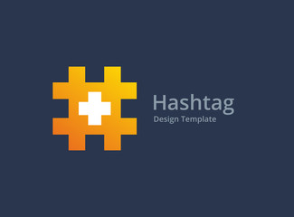 Hashtag symbol cross plus medical logo icon design template elements