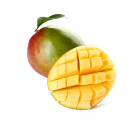 Tasty fresh mango on white background