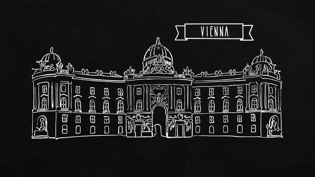 Vienna Austria self-drawing lines on the blackboard