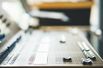 Sound equipment, large mixing console for sound producer.