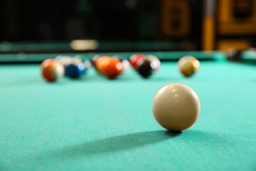 Billiard ball on table in club