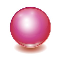 Fototapeta premium Vector realistic red multicolor ball, shine sphere with patch of light on white background. 3D illustration.