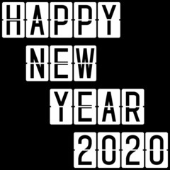 Happy New Year 2020 in display board style (solari board, flightboard, flipboard)