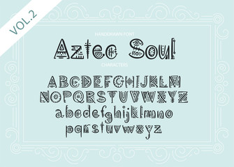 Tribal Aztec Alphabet. Vector.