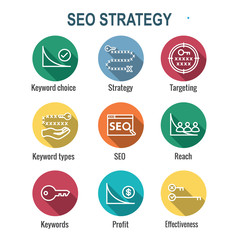 SEO Strategy - Search engine optimization concept - keywords, etc