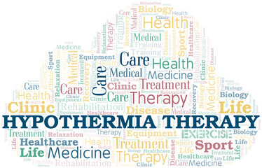 Fototapeta premium Hypothermia Therapy word cloud. Wordcloud made with text only.