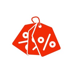 Shopping tags simple icon. Special offer sign. Discount coupons symbol. Quality design elements. Classic style. red color Vector