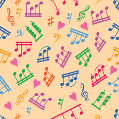 Flying music Seamless pattern  